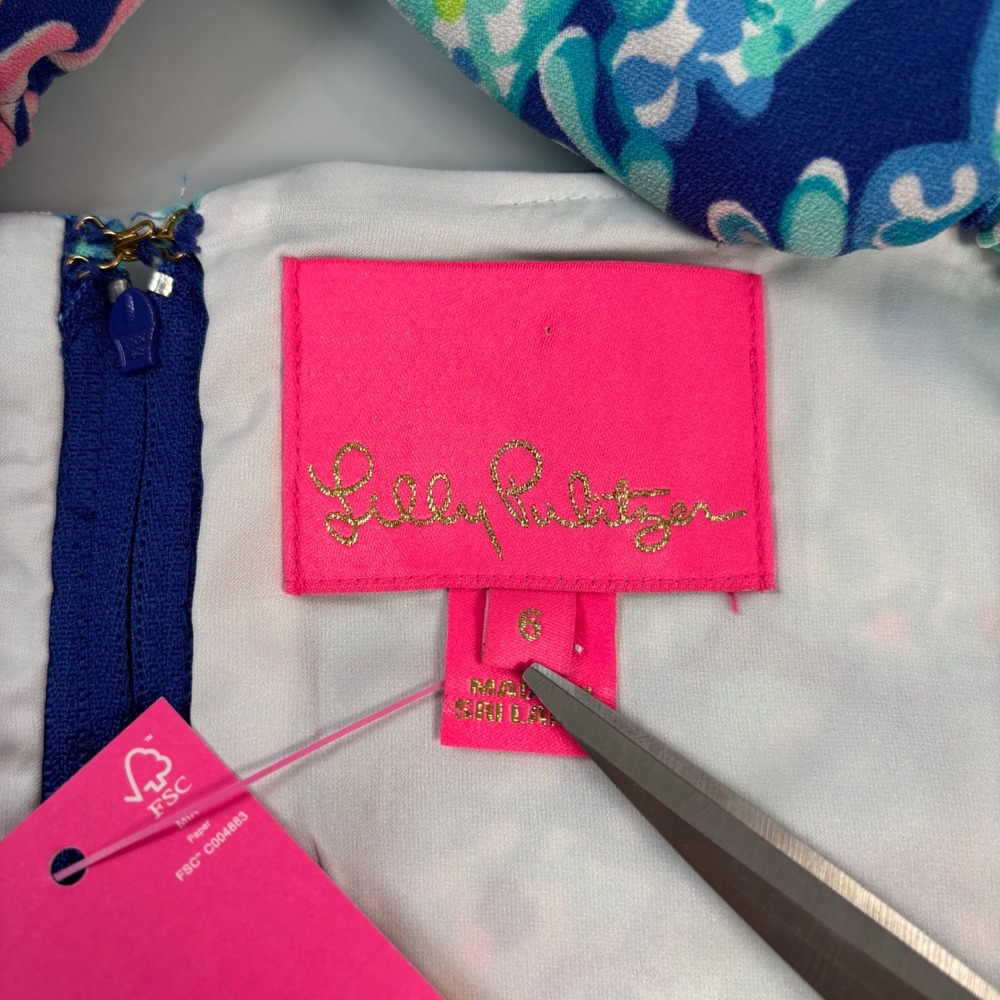 Lilly Pulitzer Womens 6 Blue Zoya Ruffle Romper NEW Turtle Villa Skort Dress - Picture 4 of 9